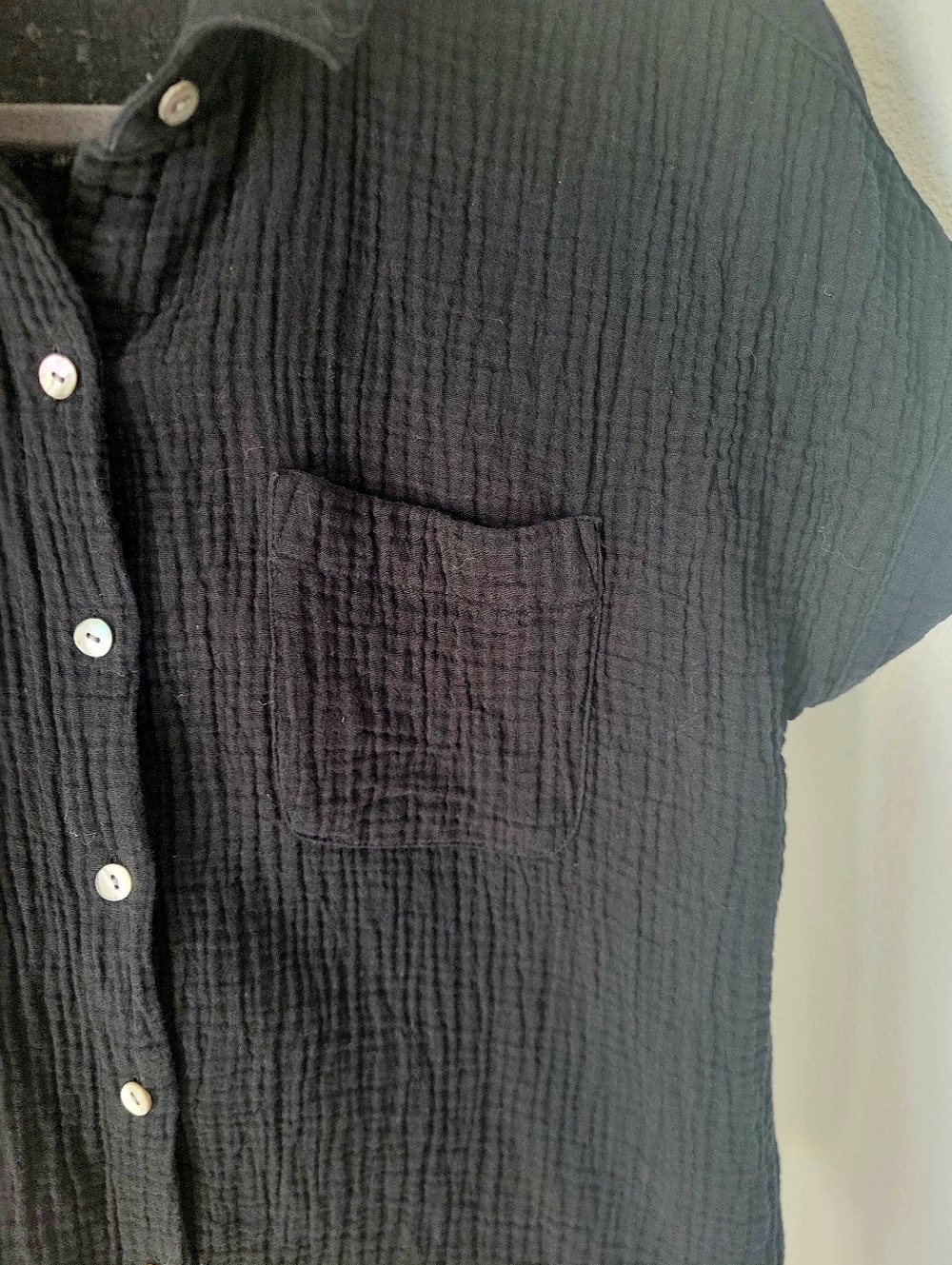 J. Jill 100% Cotton Black Double Gauze Petite XS Button Up - Picture 4 of 6